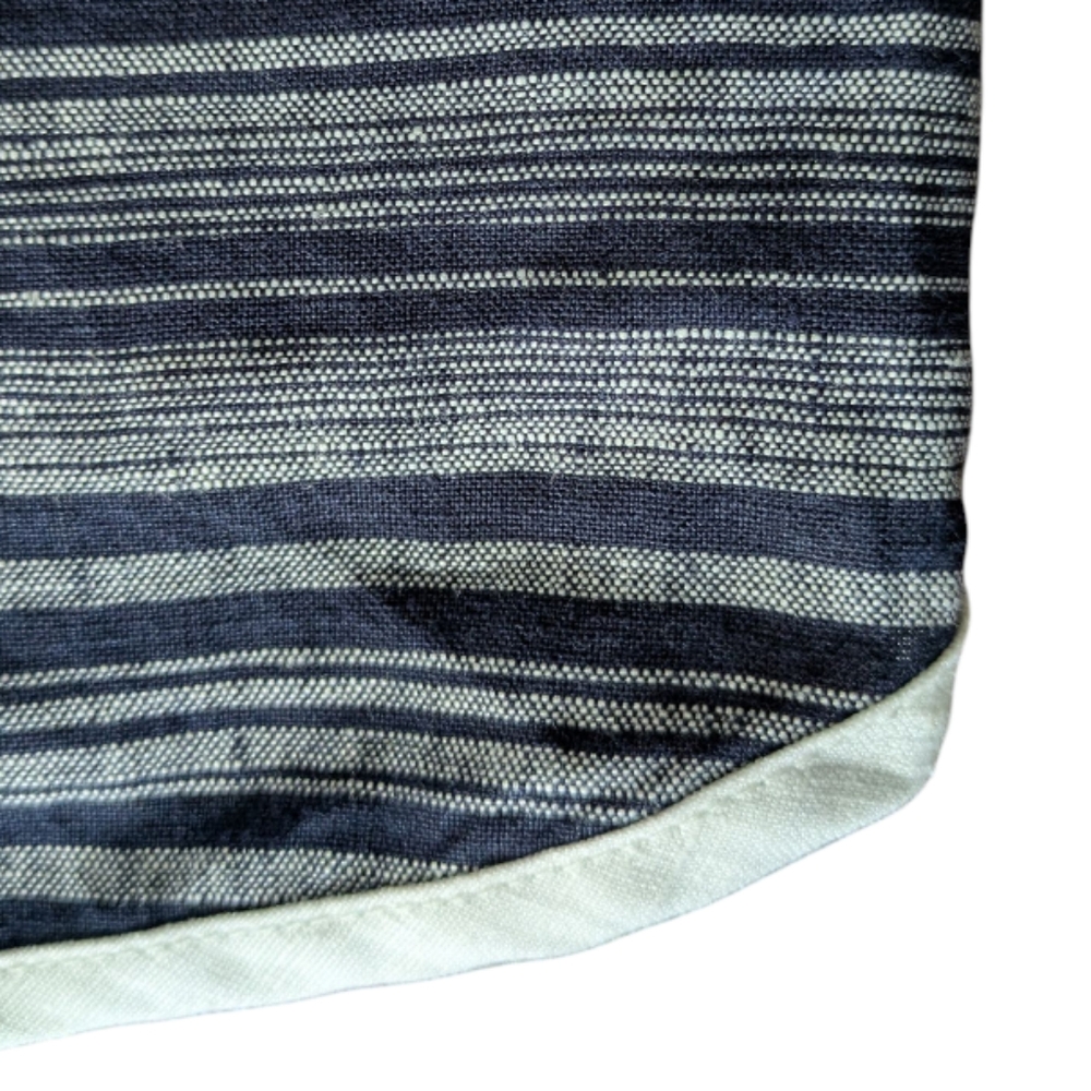 Athleta Linen Navy Striped Retro Style Pull-On Elastic Waist Shorts Women's 4 - Picture 11 of 13